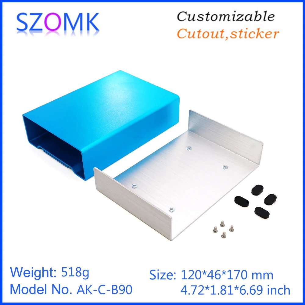 Carcasas electrónicas personalizables para amplificador de pcb, caja de aluminio para proyectos electrónicos, 1 piezas, 120x46x170mm