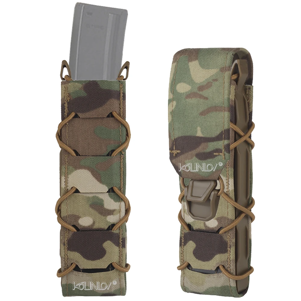 

Long Tiger Mag Pouch V2 Gen Version Open/Cover Top Style for MP5 MP7 9mm/.45 Magazine Pouch Plate Carrier MOLLE Waist Belt Bag