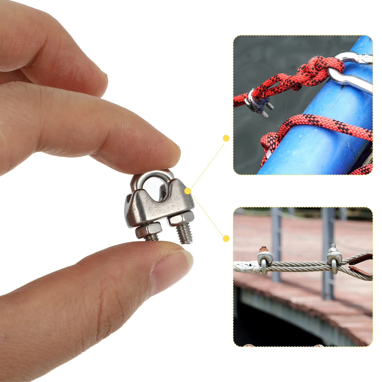 10 Pcs Wire Rope Chuck U-type Cable Loop Clamps Stainless Steel Clips Bolts Sturdy Rigging Hardwares Hot Dog