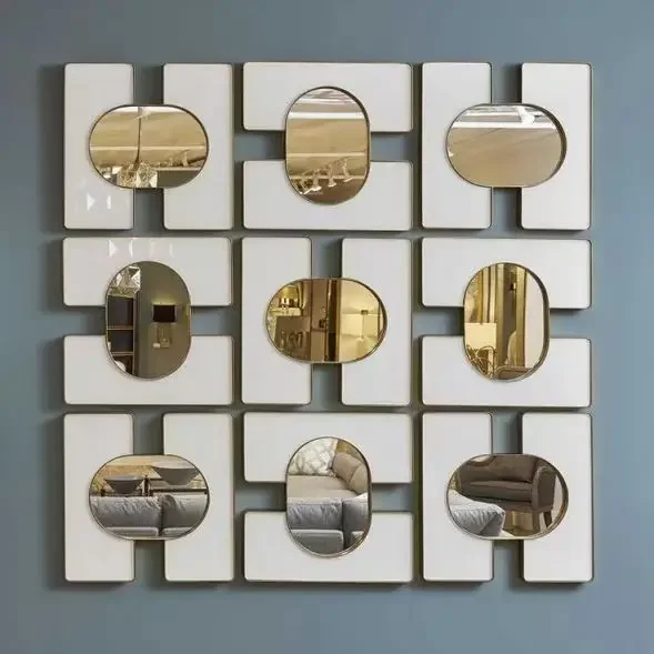 

-61CM New Nordic Modern Simple Iron Art Wall Hanging Light Luxury Three-Dimensional Creative Decoration Mirror Home