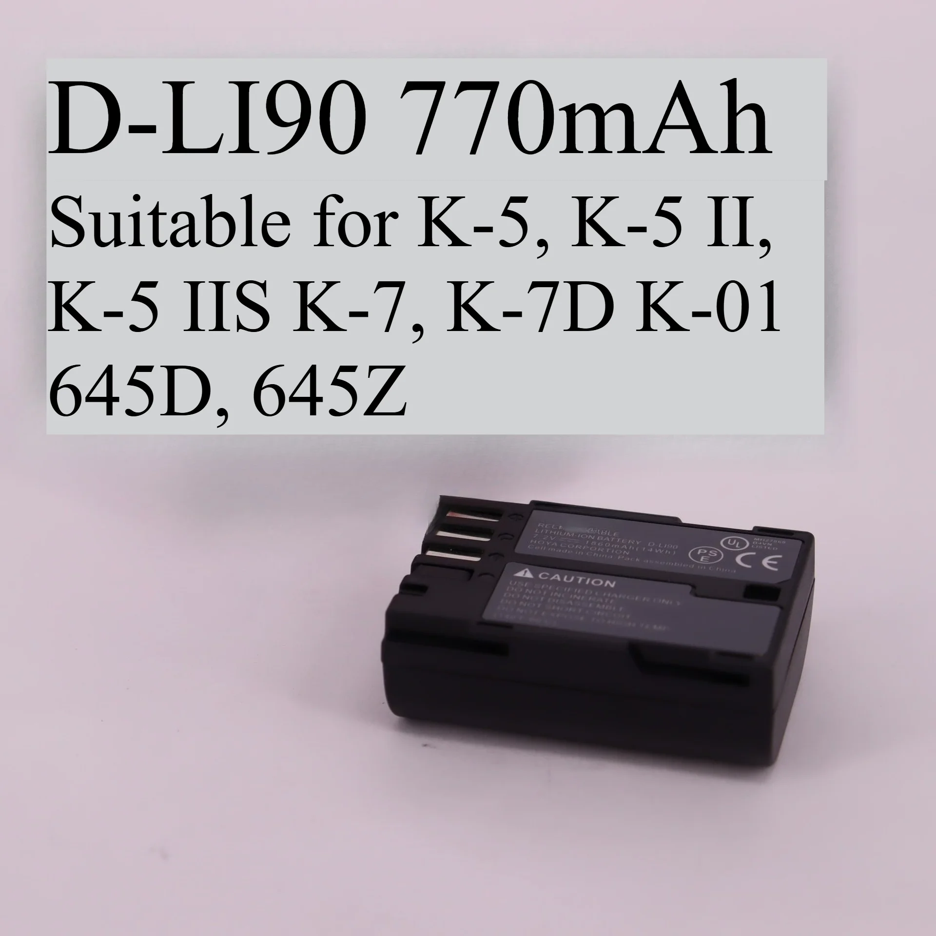 

770mAh Camera Battery D-LI90 Camera Battery Capacity Suitable for K-5 K-5 II K-5 IIS K-7 K-7D K-01 645D 645Z