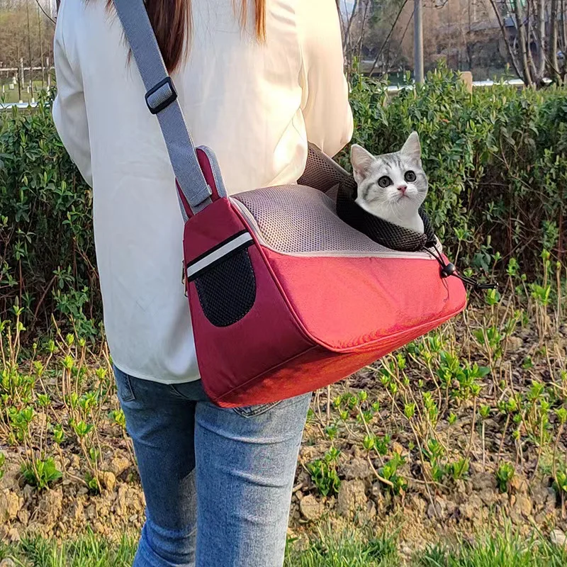 Dog Cat One Shoulder Crossbody Pet Bag Breathable Mesh Oxford Outdoor Travel Portable Cat Bag in Stock Shoulder Bag