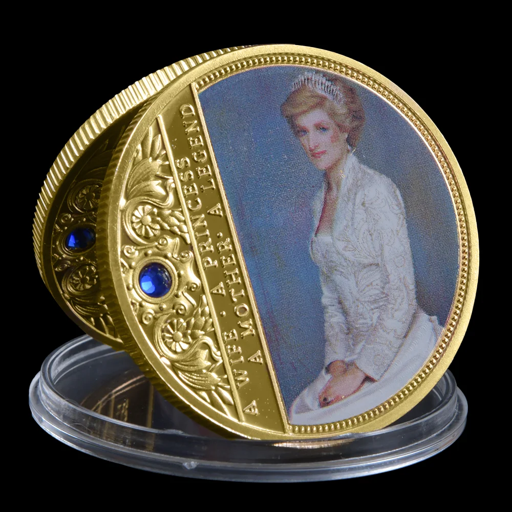 Princess Diana Rose Butterfly Commemorative Coin Gold and Silver Coins Souvenirs Decoration Crafts