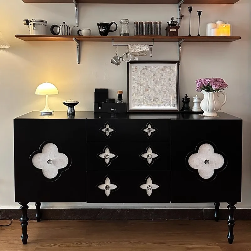 

Medieval solid wood side cabinet, French four-leaf clover, high-end wall locker