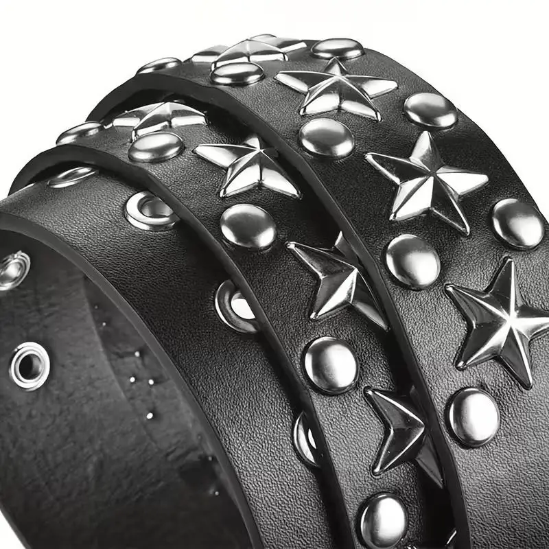 حزام إندورو مرصع بإبزيم دبوس الجرونج روك وايلد قابل للتعديل للسيدات لمحبي الجينز، مناسب للاستخدام اليومي