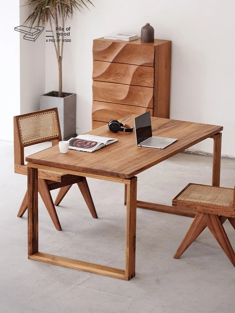 

#Solid African Teak Nordic Rectangular Dining Table for Small Apartment Dining Room Furniture