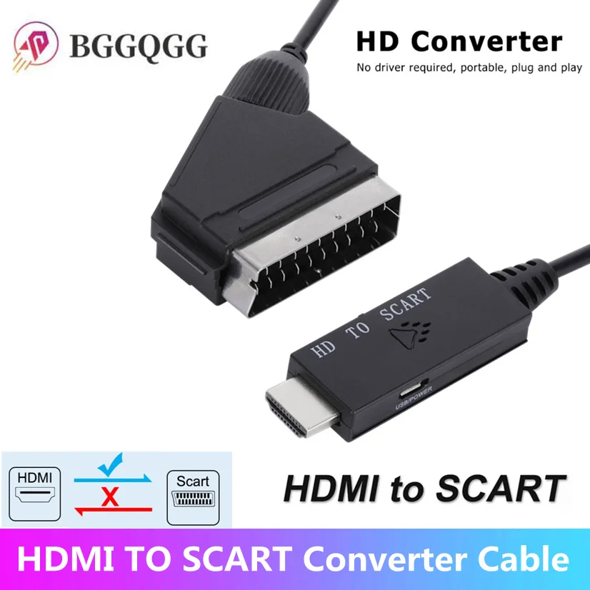 

1M HDMI-Compatible To SCART Adapter Cable Video Audio Upscale Converter PAL/NTSC for HD TV DVD Box Signal Upscale Converter