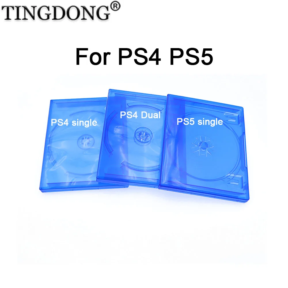 Spielkassetten-Box Einzel-Disc Blau Spiel 2 Doppel-Discs CD Blau Transparente Aufbewahrungsboxen für PS4 PS5