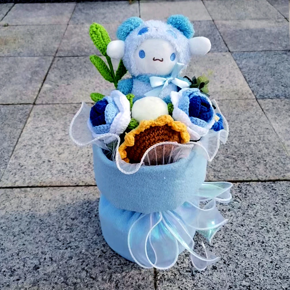 Hello Kitty Roses Knitted Bouquet Kuromi My Melody Cinnamoroll Handmade Sunflower Valentine's Day Girl Friend  Gifts