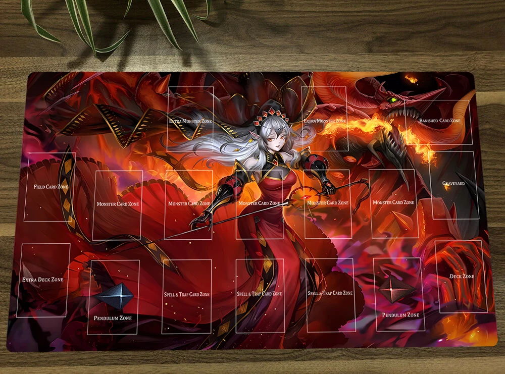 YuGiOh Red Cartesia, the Virtuous TCG CCG Playmat Trading Card Game Mat Table Desk Gaming Play Mat Rubber Mouse Pad 60x35cm