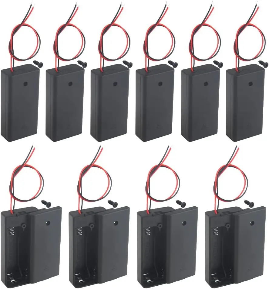10個入り単三電池ホルダー（スイッチ付き）、2x-15v単三電池ホルダーケース収納ボックス（ワイヤーリードとon-offスイッチ付き）、arduino-rc用