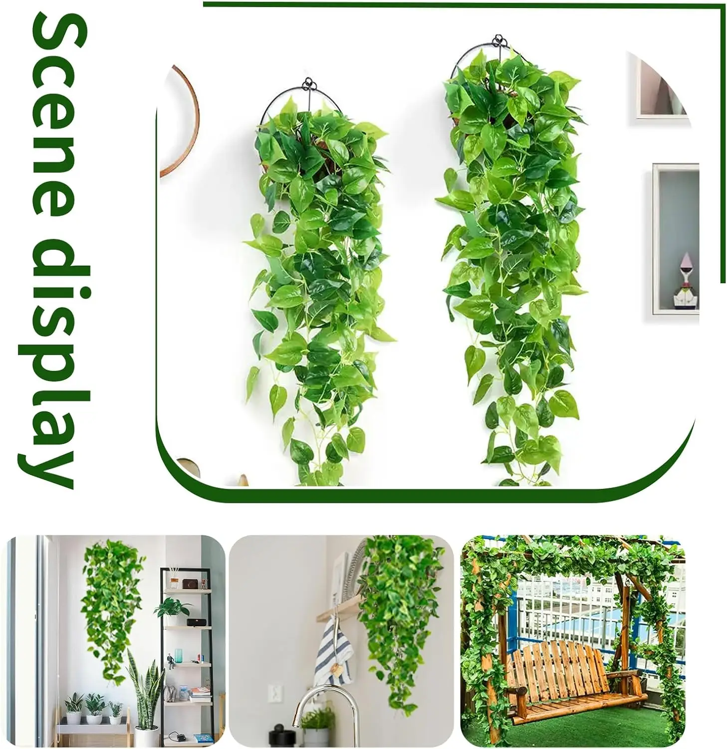2pcs Fake Hanging Ivy Plants, 3.6ft Artificial Greenery Garlands for Home Wall Decor Indoor Outdoor - view 4