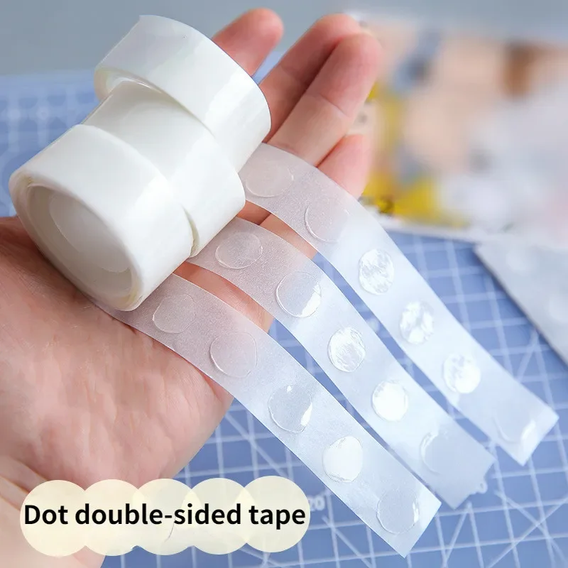 100pcs/Roll Transparent Dots Glue Removable Double Sided Tape Adhesive for Paste Scrapbook Journal Photo Memo Pad Household