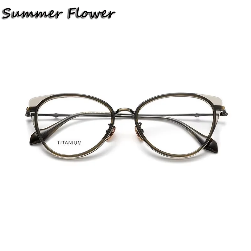 

Prescription Glasses Women Cat Eye Fashion Acetate Pure Titanium Retro Optical Myopia Eyeglasses Frames Spectacles Gafas