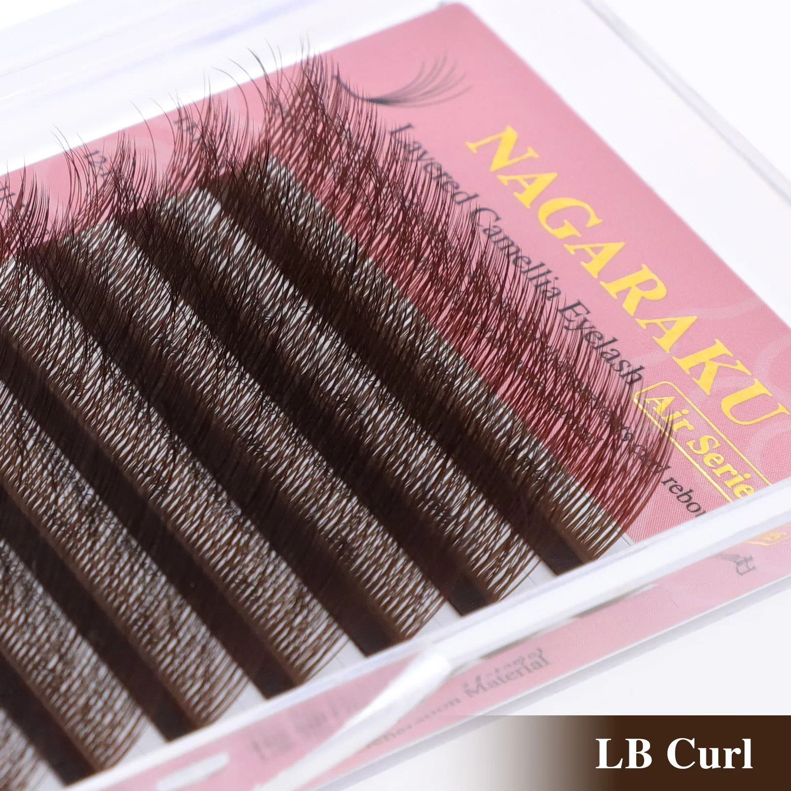 NAGARAKU Dunkelbraune geschichtete Kamelien-Wimpernverlängerungen, vorgefertigte Fächer, Wispy Volume, Fluffy LB LC LD M Volume Wimpernverlängerung – Detail 9