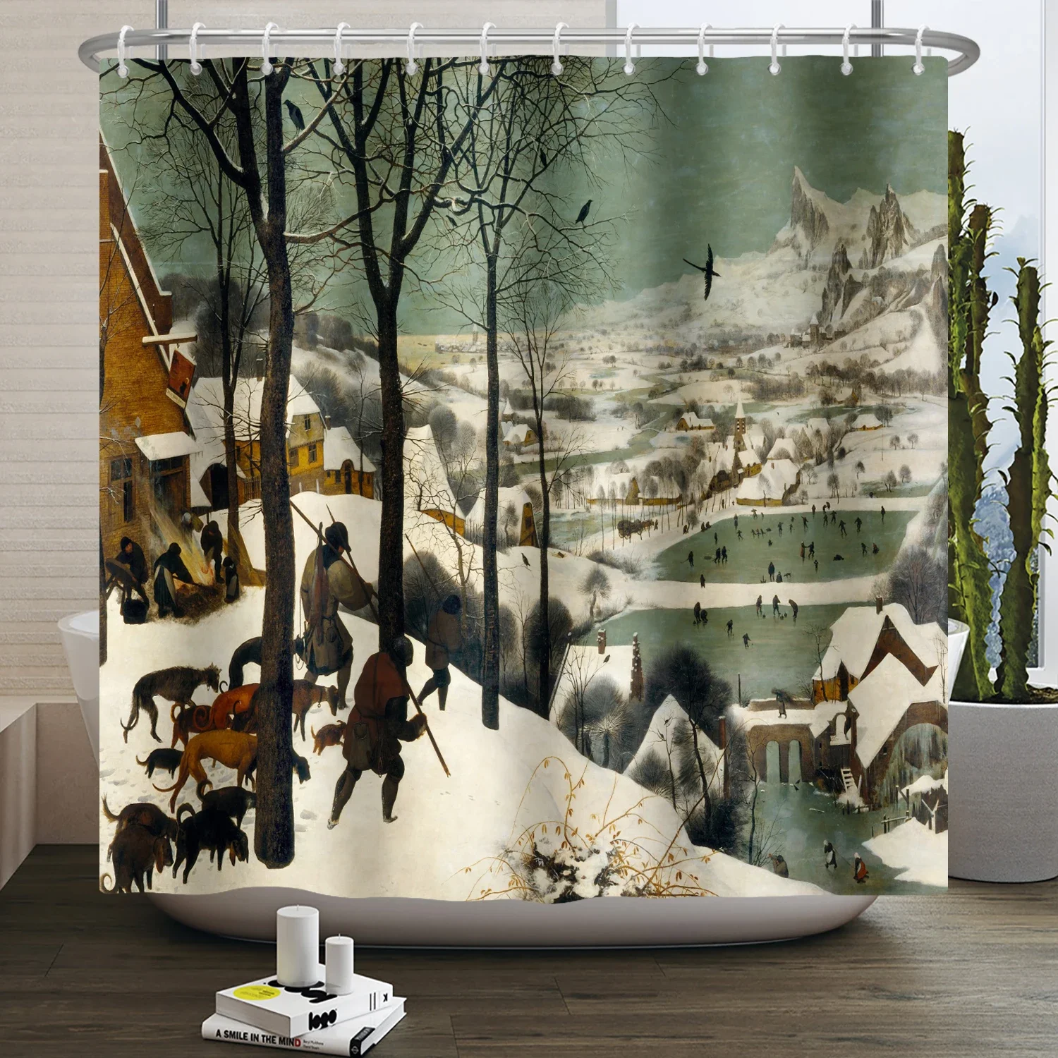 European Style Religious Oil Painting Shower Curtains Art Bathroom Decoration Waterproof Bathtub Home Decor Cloth Curtain Set