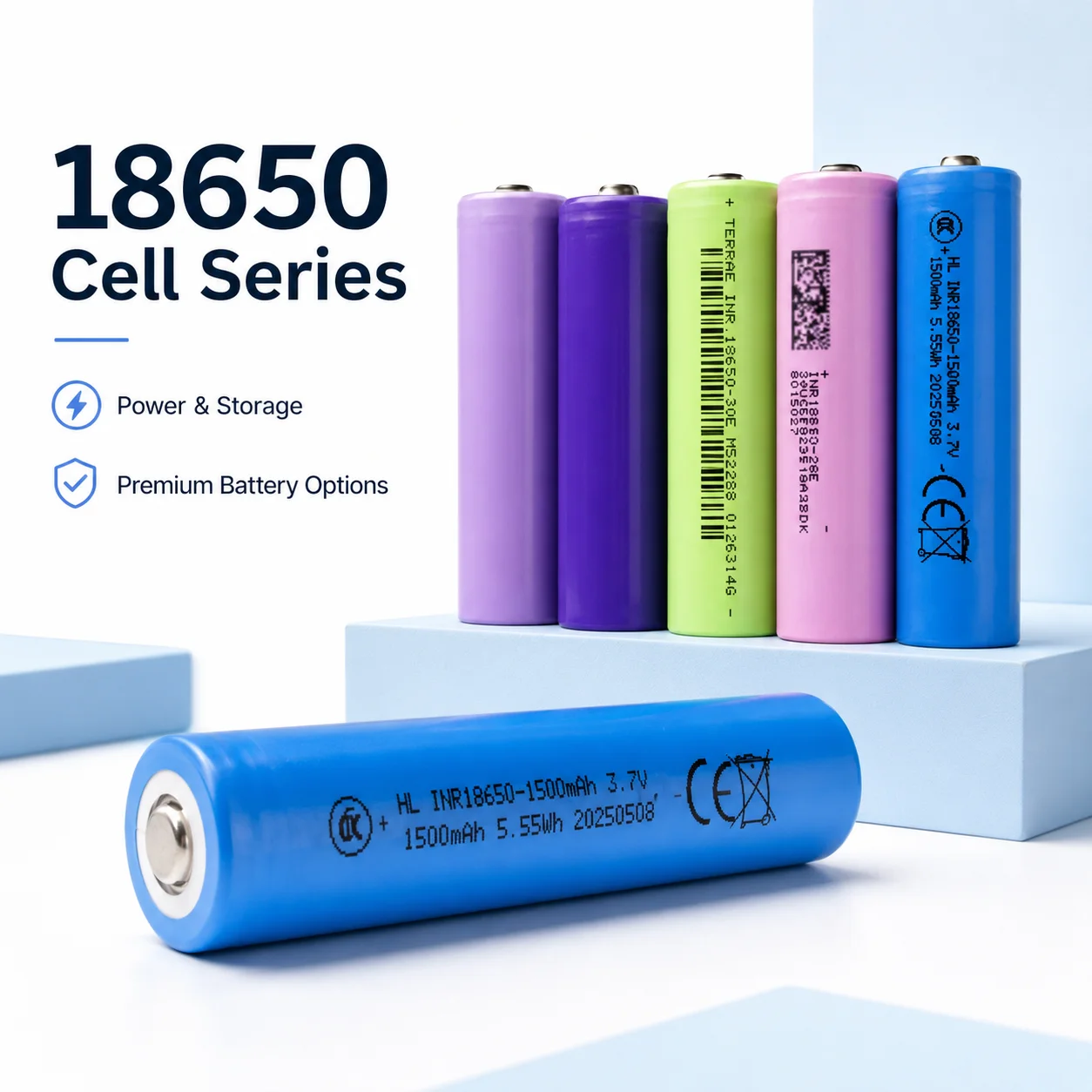 18650 Cylindrical Button Top Lithium Cell 2000mAh Rechargeable Battery for LED Light, Flashlight & Outdoor Security Devices