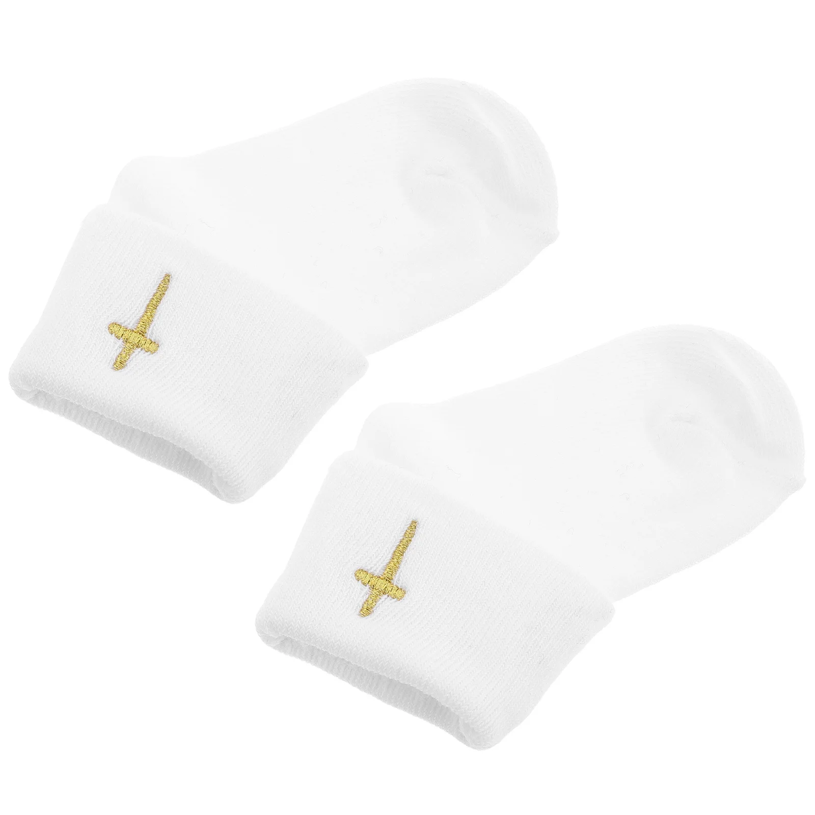 جوارب COLLBATH Baby Blessing زوج واحد من القطن الناعم بتصميم بدوره لحديثي الولادة 0 1 سنة تعميد مع صليب