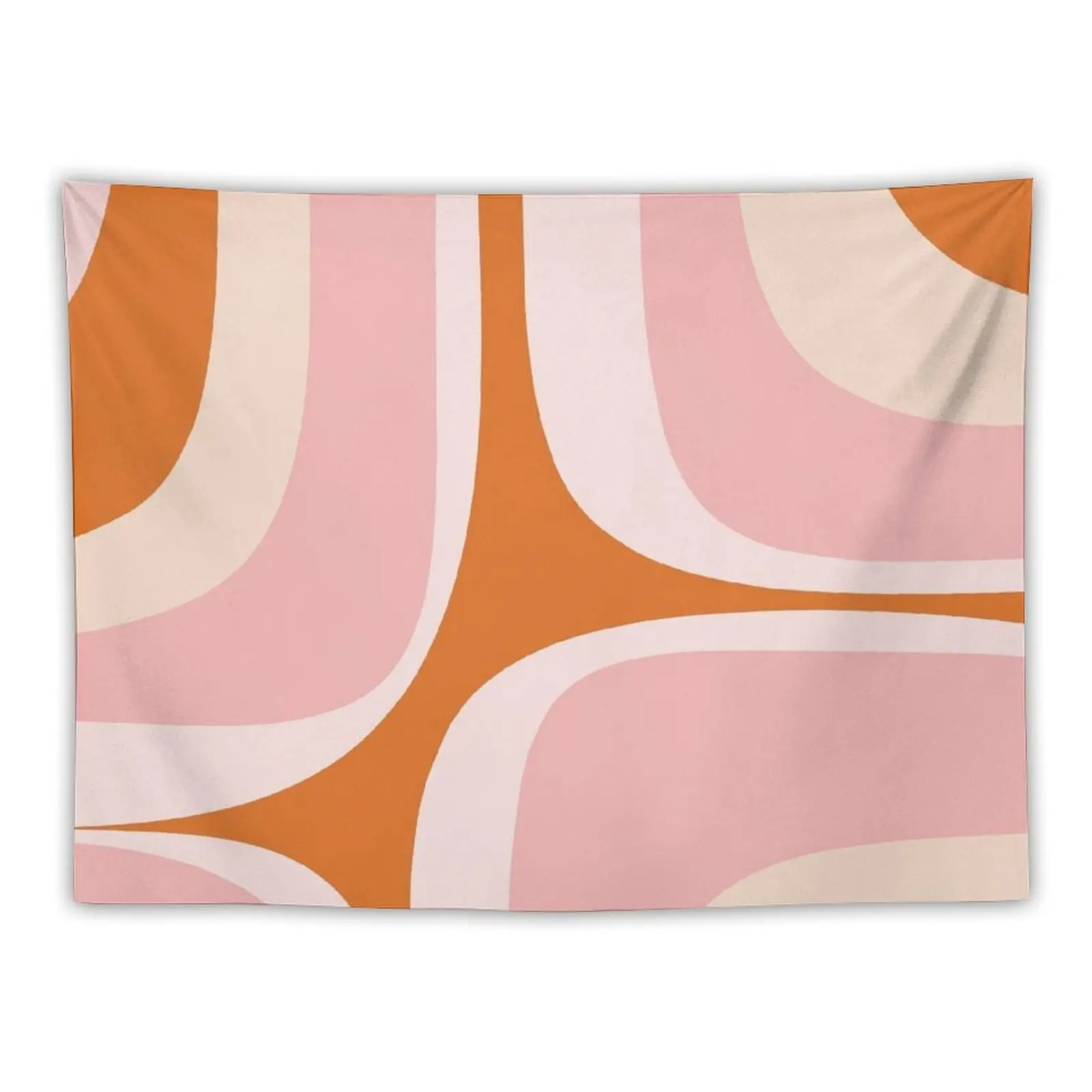 Retro Groove Pink and Orange Minimalist Abstract Tapestry Wall Carpet Home Decorating Wallpaper Bedroom Tapestry