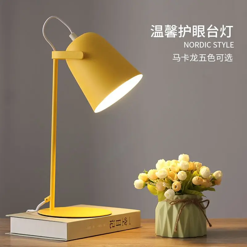 Nordic Small Desk Lamp Ins Girl LED Eye Protection Desk Dormitory Student Dormitory Reading Plug in Bedlight Simplicity