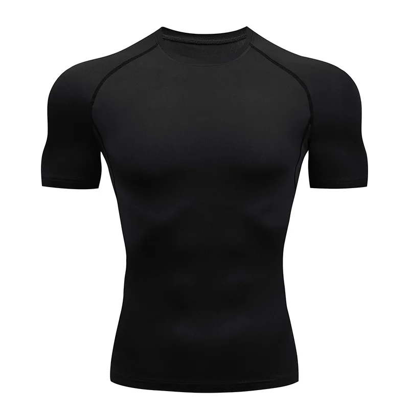 Graphic Back Print Compression Shirt for Men Summer Sporty Athletic Quick Dry T-shirts Gym Workout Running Training Tees Tops