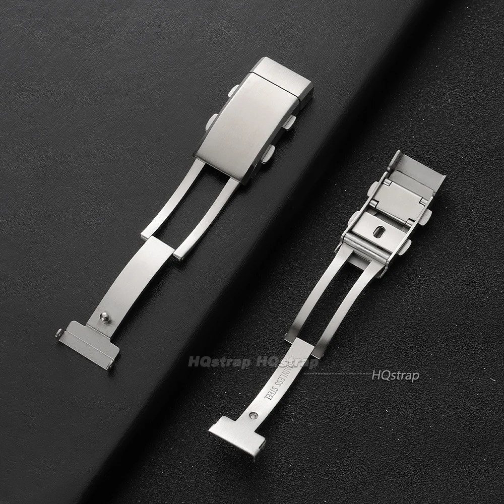 Adjustable Extendable Watch Clasp 14mm 16mm 18mm 20mm 22mm Universal Premium Metal Button 316L Solid Steel Brushed Watch Buckle image 3