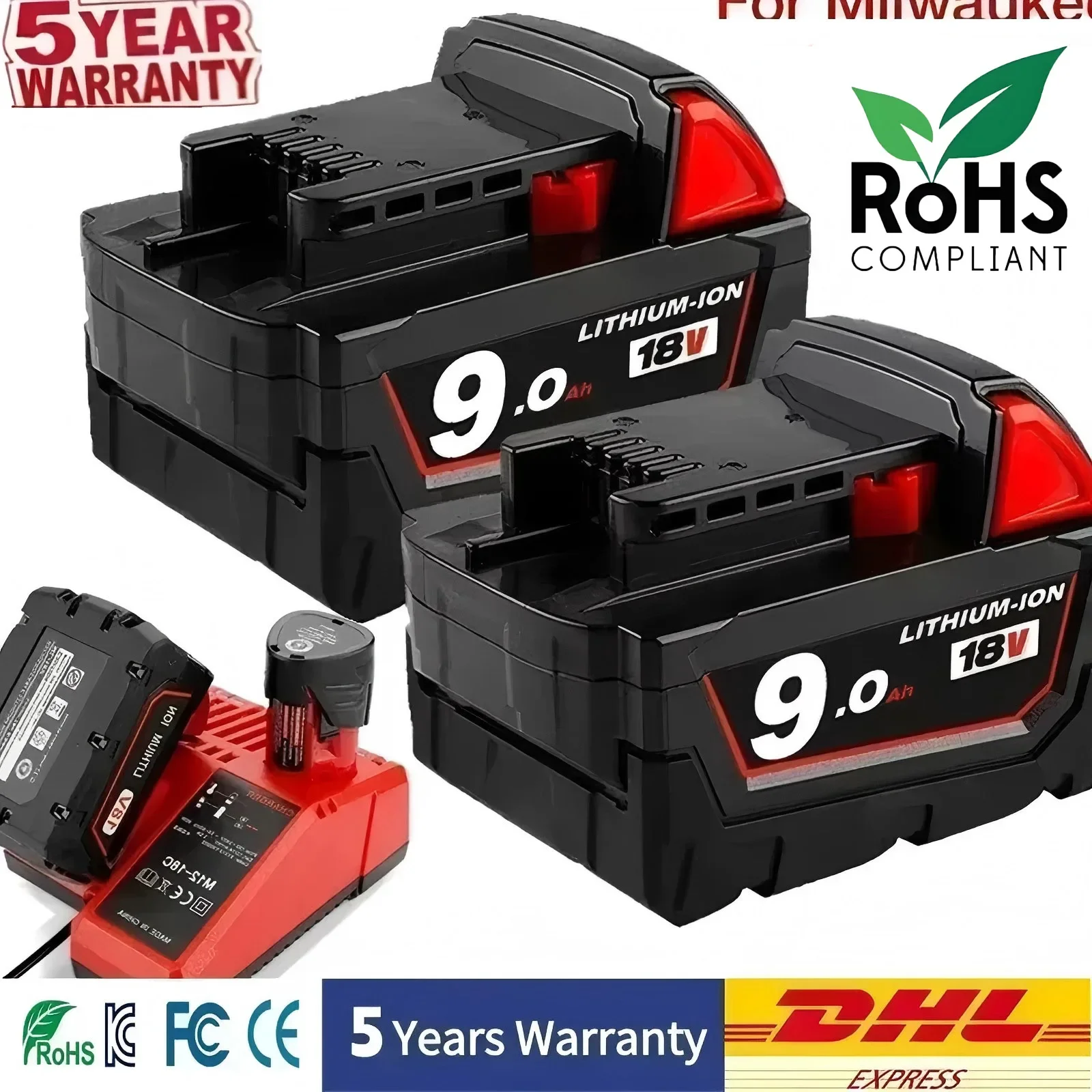 

2025 Upgrade 18V 12Ah Replacement Battery for Milwaukee M18 M18B5 XC 48-11-1815 48-11-1850 2604-22 2604-20 2708-22 2607-22