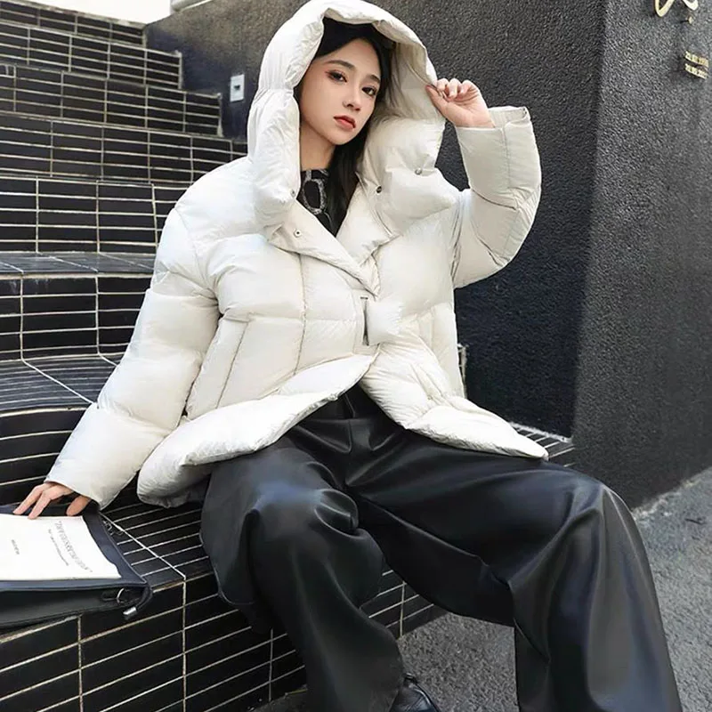 2024 Winter New Down Cotton-Padded Jacket Senior Hooded Thick Medium Long Fashion Down Cotton-Padded Jacket Warm Loose Puff Coat