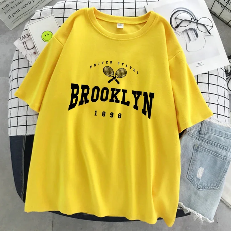 Summer Clothes Casual Cotton Tshirts United States Brooklyn 1898 Print Female T Shirts Hip Hop Breathable T-Shirt Street