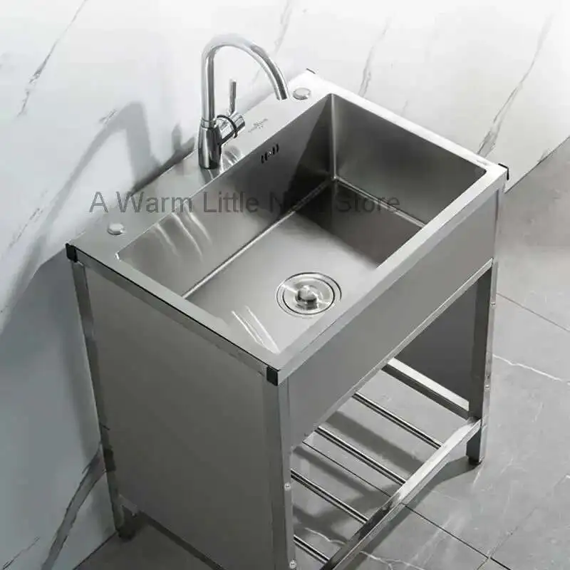

Stainless Steel Kitchen Sinks Kitchen Sink Household with Fence Bracket Handmade Vegetable Single Washing Sinks Dishwashing Sink
