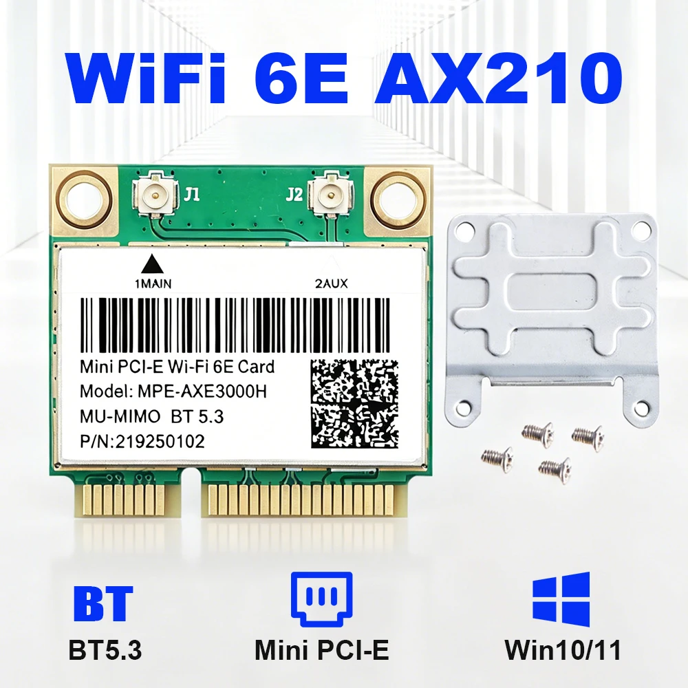 AX210 Mini PCIE WiFi-Netzwerkkarte WiFi 6E Bluetooth 5.3 AX210HMW Karte 802.11AX Wireless Wi-Fi-Adapter Ethernet für Win10/11