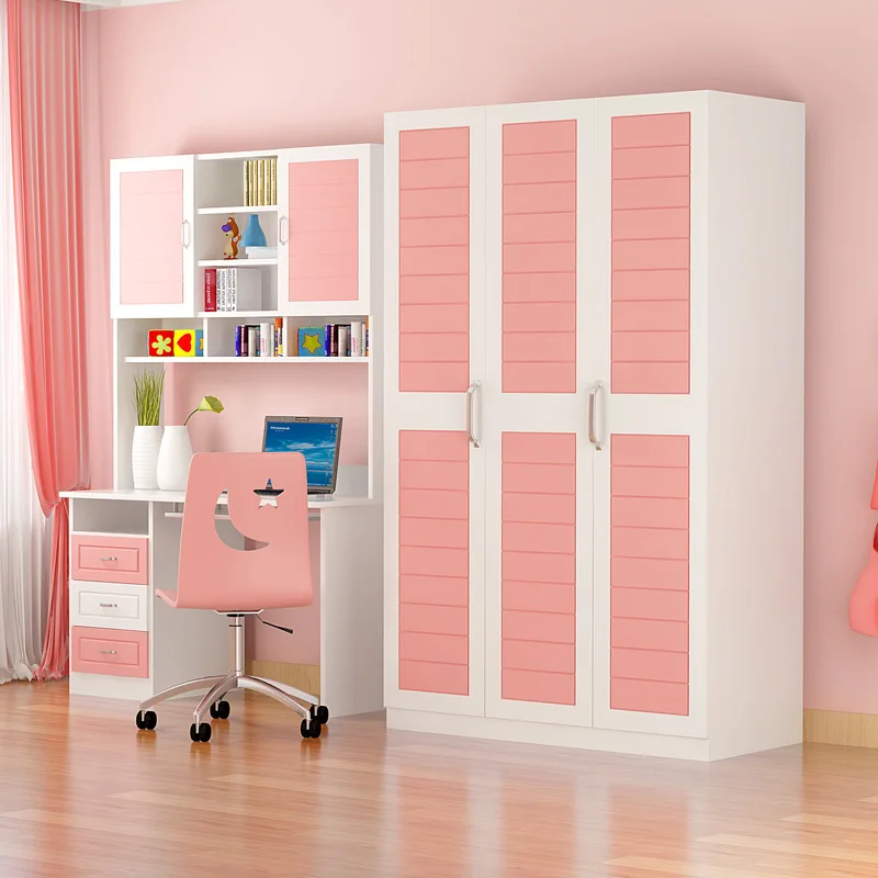 Children's furniture three-door wardrobe Children's bed matching two-door wardrobe