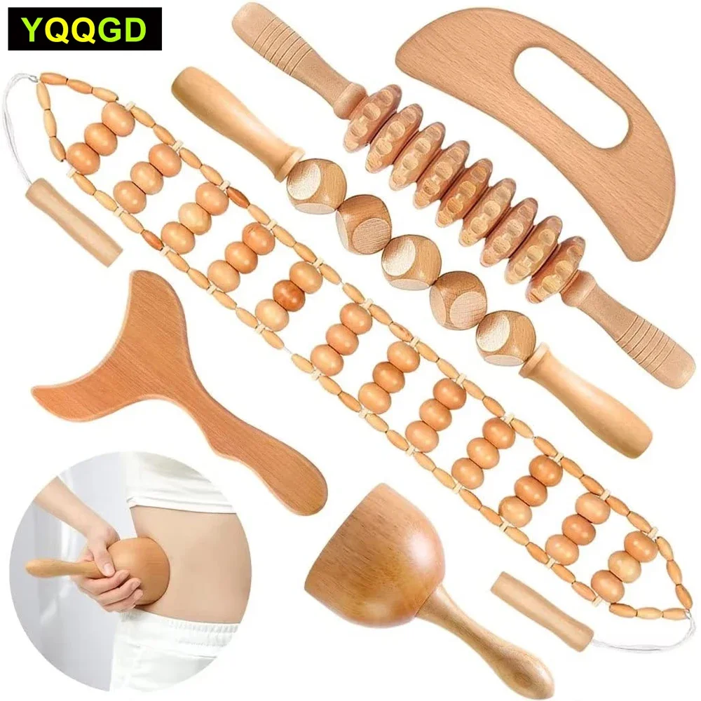 

Professional Maderoterapia Kit Wood Therapy Massage Tools Back Roller Rope for Lymphatic Drainage,Anti-Cellulite,Body Contouring