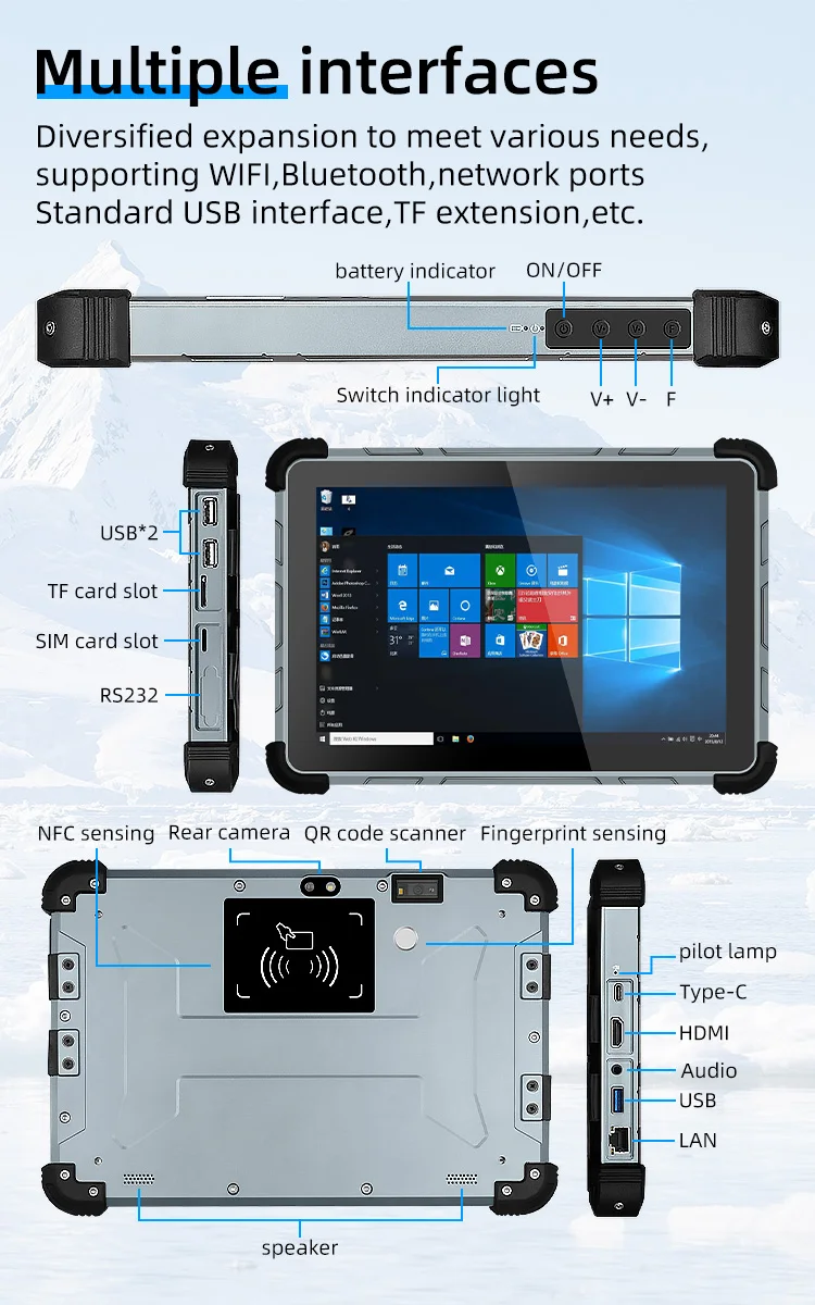 Rugged Tablet Pc IP65 Waterproof Camera 5MP Touch screen 10 inch Tablet Panel PC