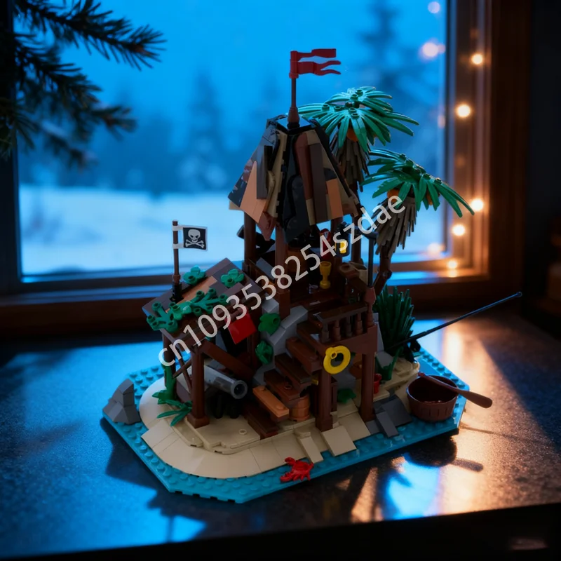 

538 шт. MOC Shipwreck Island Remake Пиратевая модель, строительные блоки, рождественский подарок, конструкция, идея «сделай сам», игрушка, кирпич, детский день рождения