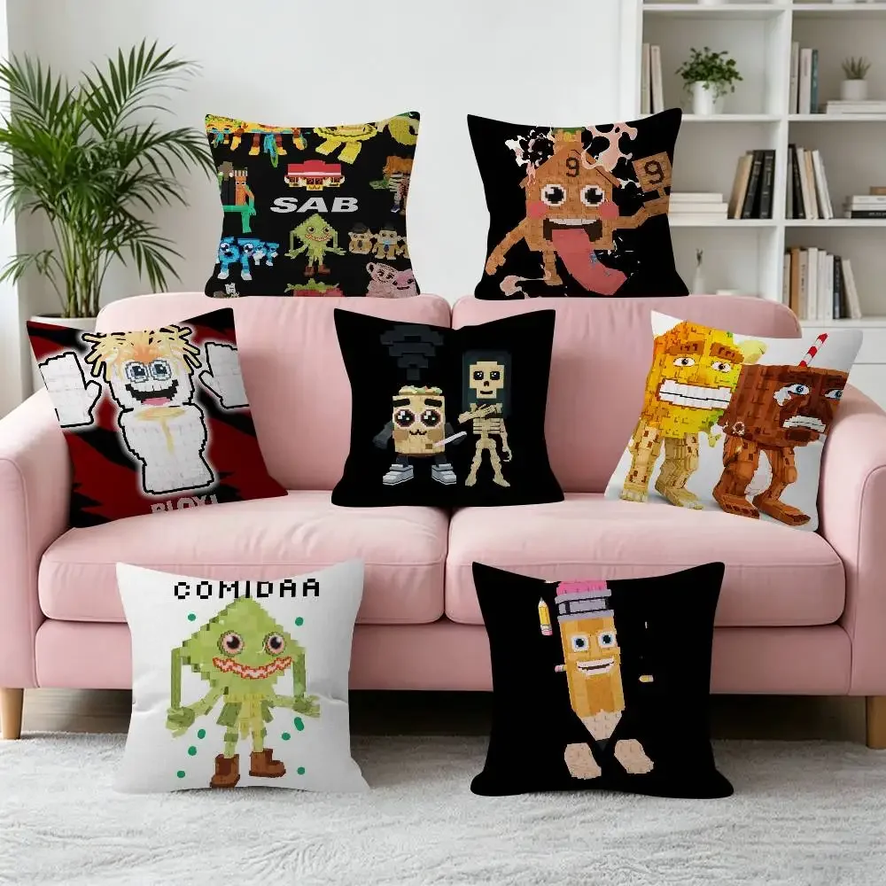S-Steal A B-Brainrot No 9  Decorative Room Aesthetics Pillow Case Home Decor Bedroom Sofa Bed Pillow Cover 45x45