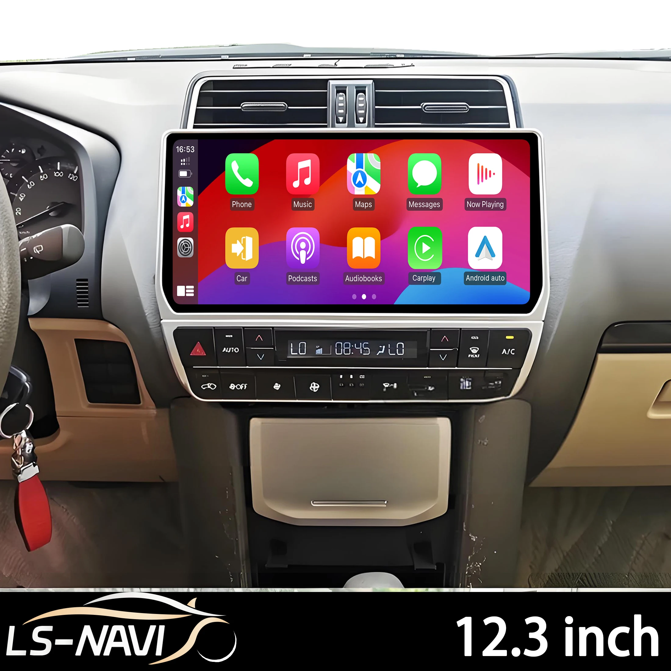 

12.3inch Touch Screen Car Radio for Toyota Land Cruiser Prado 150 2018-2023 with 4G Head Unit Wireless Bluetooth CarPlay Stereo