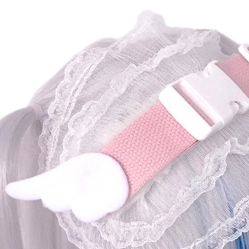 

X5XA Girls Y2K Hairband Angel Lace Trim Headband Buckle Hair Ornaments