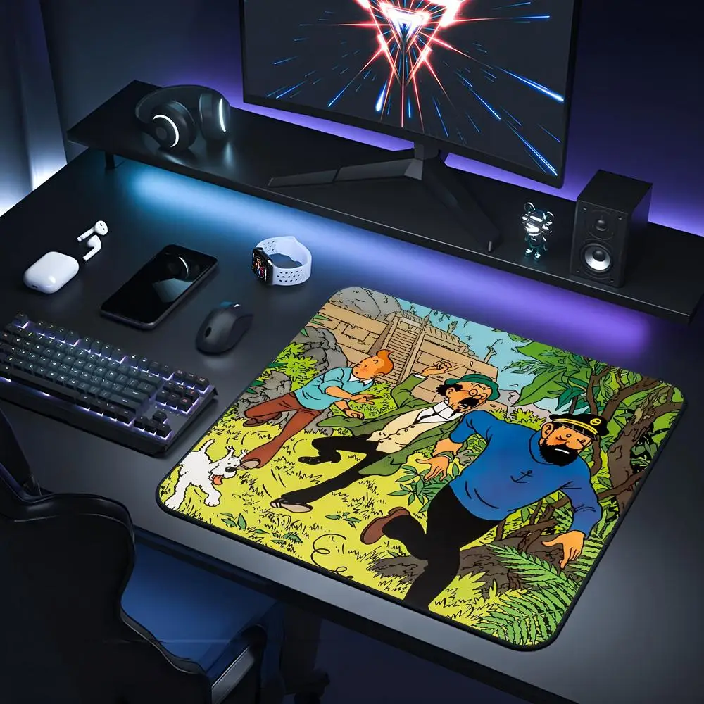 The Adventures Of Tintines Mouse Pad Gaming Laptops Keyboard Mat Deskmat Pc Accessories Desk Protector Mousepad Gamer Mats Anime