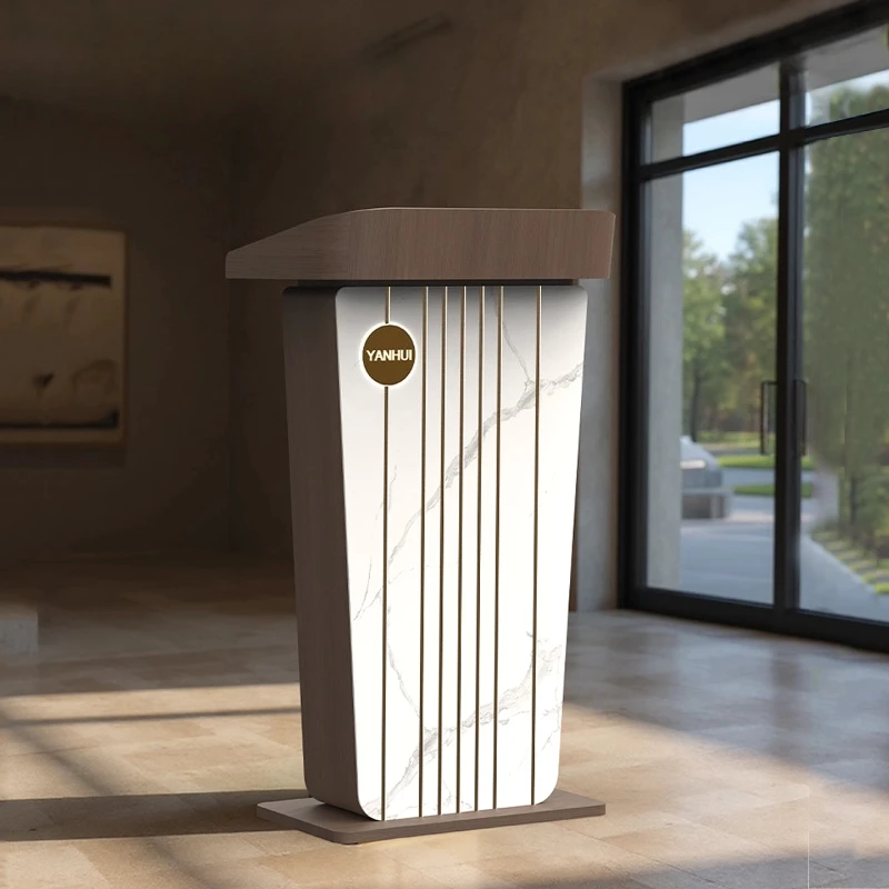 Stainless Wood Reception Desks Marble Combined Luminous Reception Desks Modern Light Luxury Office Furniture Военное ДелоZY40JDT