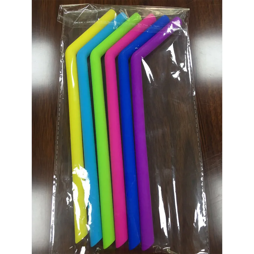 6Pcs Food Grade Silicone Drinking Straws Set with Cleaning Brush Reusable Foldable for Smoothies Coffee Tea Cocktails Travel