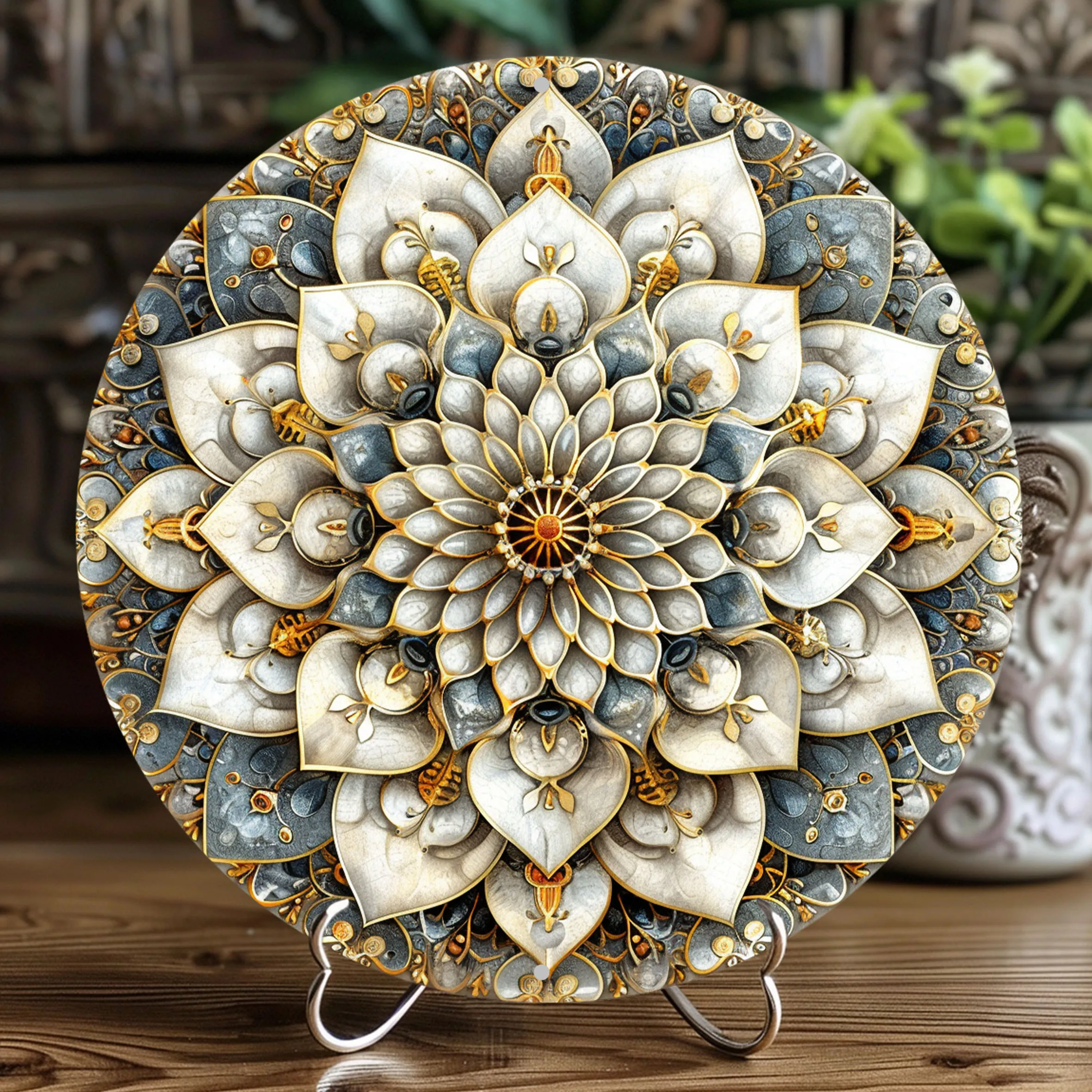 Mandala Wreath Sign - Classic Style, Electricity-Free, High Bending Resistance Wall Decor for Home, Cafe, Apartment, Restaurant