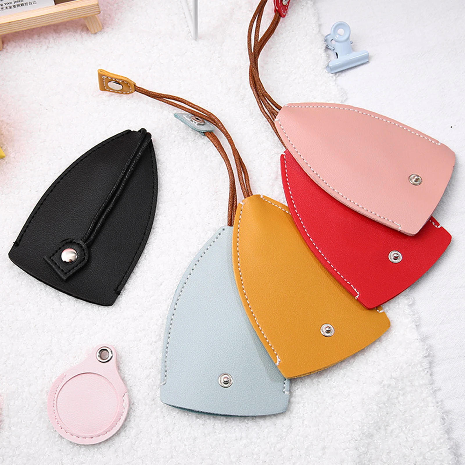 Pull Type Key Bag Case Solid Color Pu Leather Key Wallets Key Bag Organzier Car Key Holder Case Pu Leather Keychain Pouch Bags