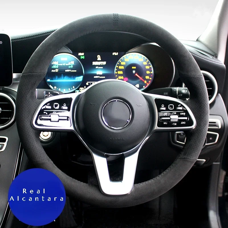 

Real Alcantara Car Braiding Steering Wheel Cover for Mercedes Benz A-Class B-Class C-Class E-Class CLS-Class GLE 2018 2019