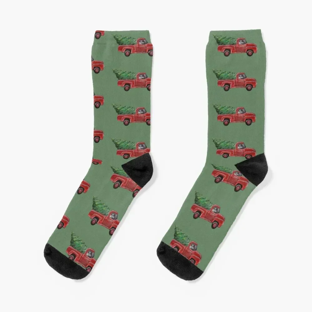 Home for the Holidays - Little Red Truck Socks gifts cotton Men Socks Women's