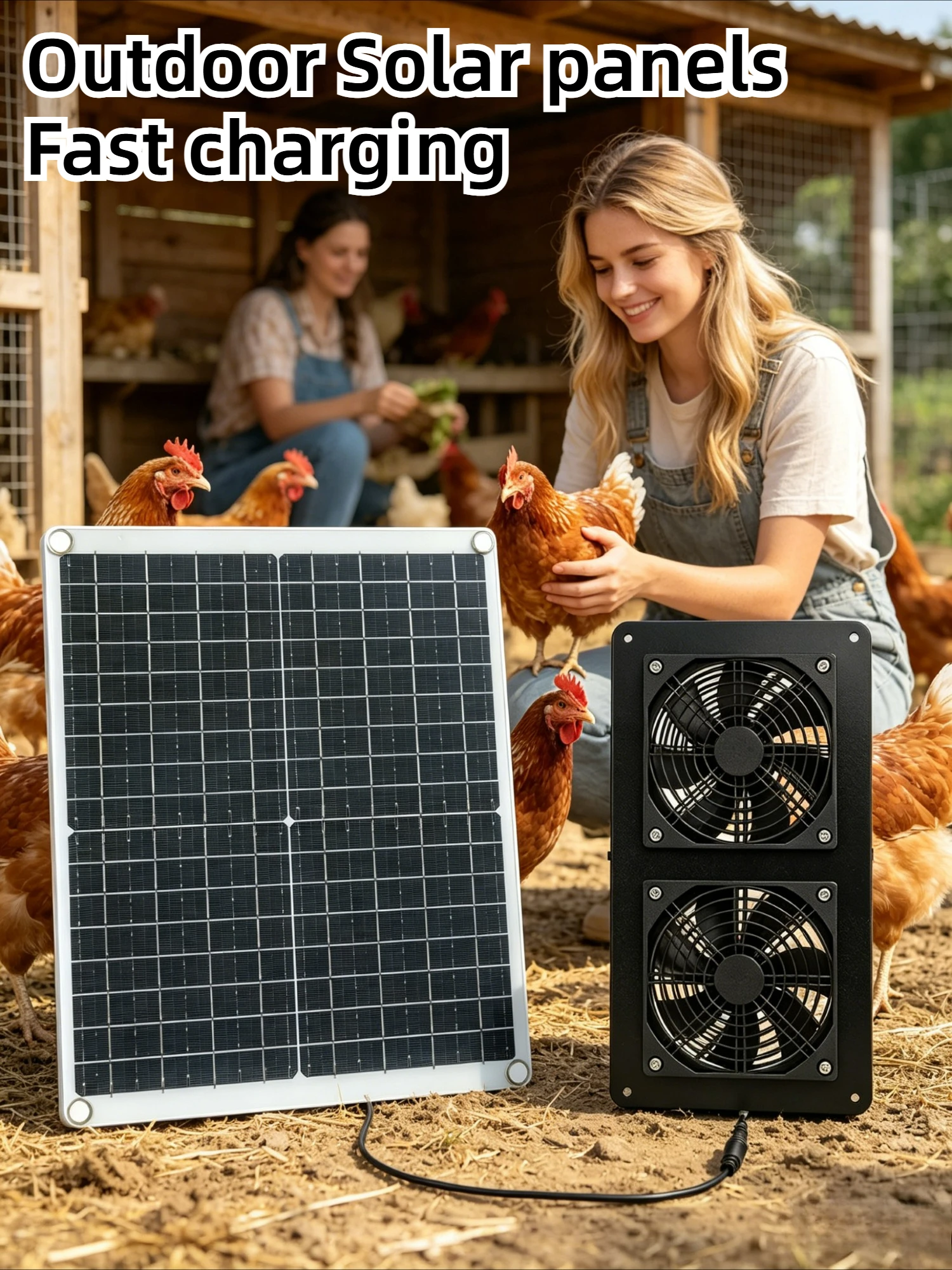 

NEW 30W Solar Powered Dual Exhaust Fan with High Efficiency for Outdoor RV Greenhouse Chicken Coop Dog House Air Cooling