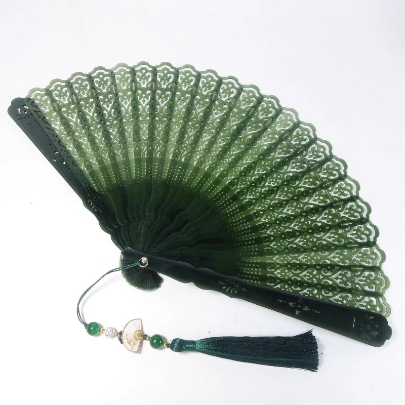 

Hetian jade hollow carved fan ornament collection