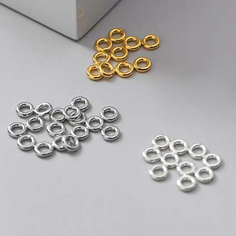 10pcs Genuine Real Pure Solid 925 Sterling Silver Close Jump Rings Gold Split Ring Connector Chains DIY Jewelry Making Findings