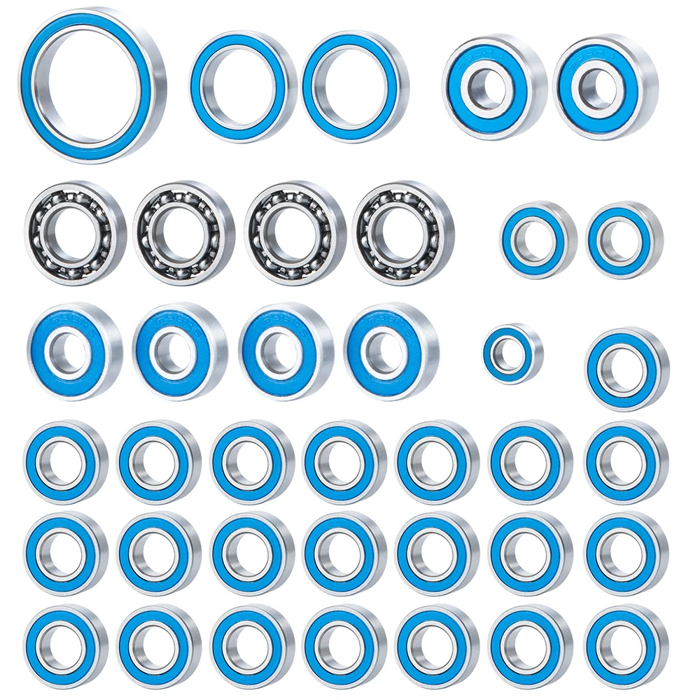 AXSPEED 38Pcs Chrome Steel Bearings Metric Rubber Sealed for 1/10 Axial SCX10 III AXI03006 Gladiator AXI03007 Wrangler RC Car