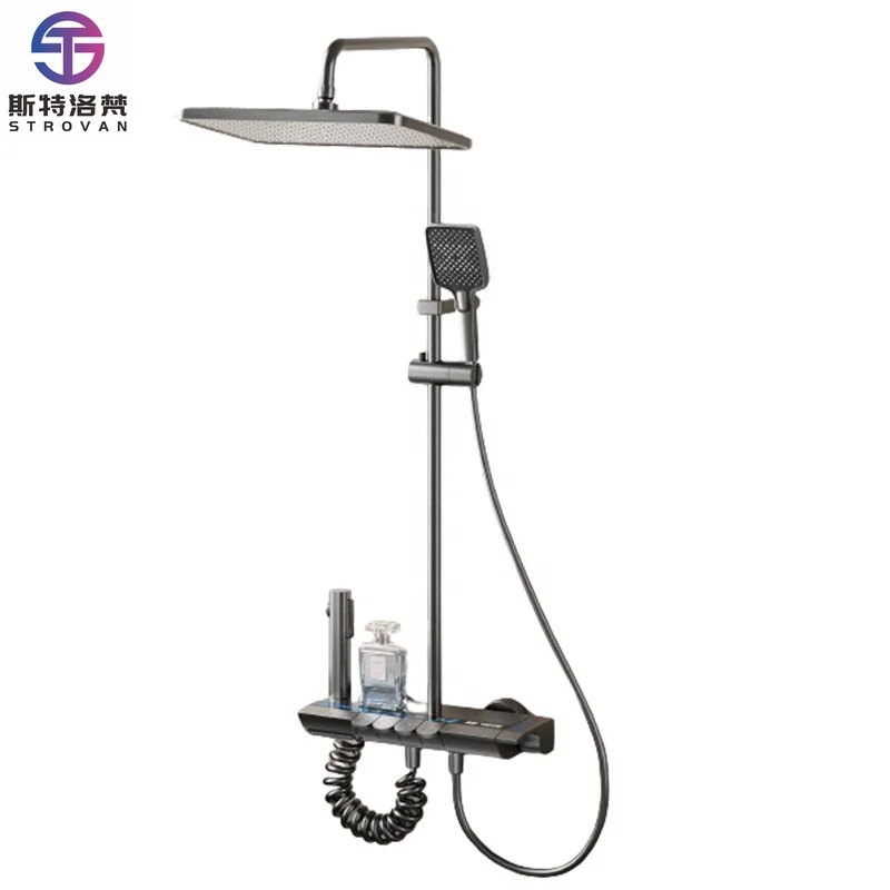 

Supercharged Digital Display Multi-Functional Shower Head Set Polished & Wear-Resistant Soft Piano Buttons for Apartments Hotels